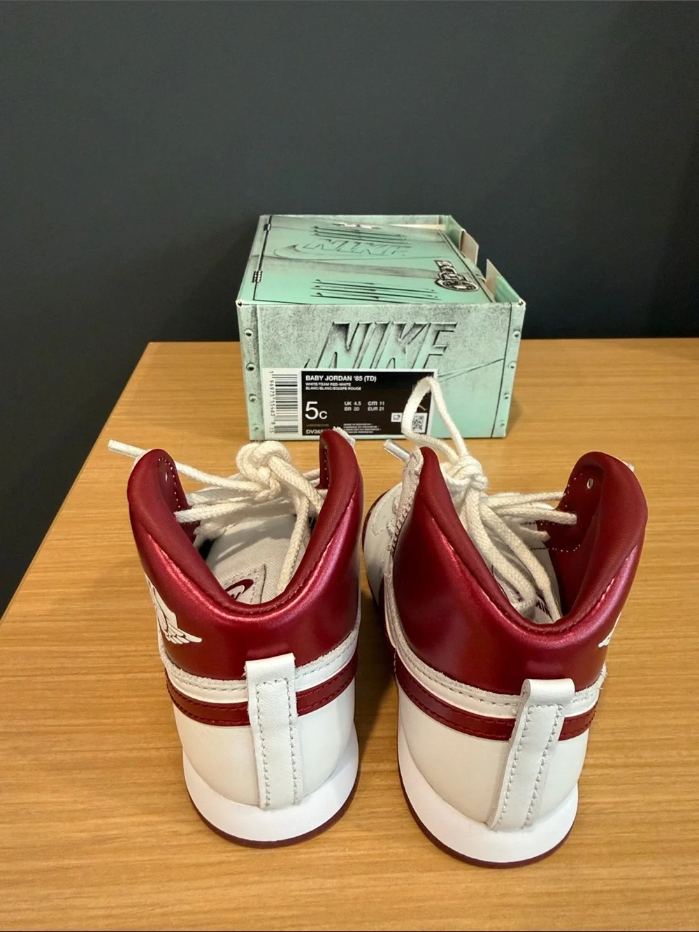Nike Baby Jordan High-Top Sneakers in White & Red
